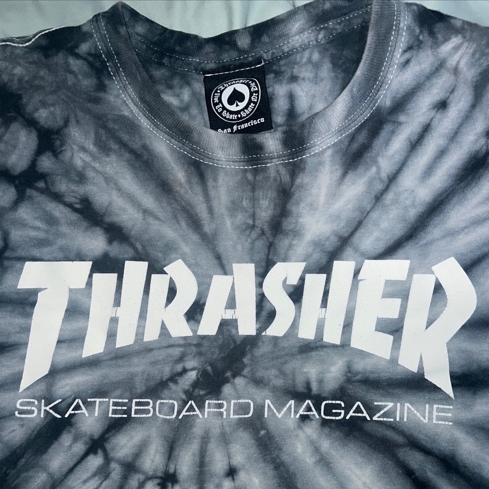 Thrasher Magazine Shirt Adult Small Gray Tie Dye Short Sleeve Crew Mens Cotton